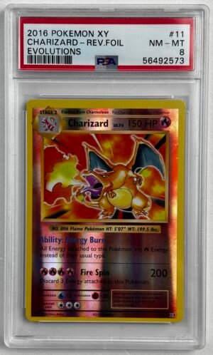 2016 POKEMON XY EVOLUTIONS #11 CHARIZARD-REVERSE FOIL PSA 8
